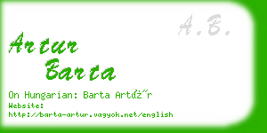 artur barta business card